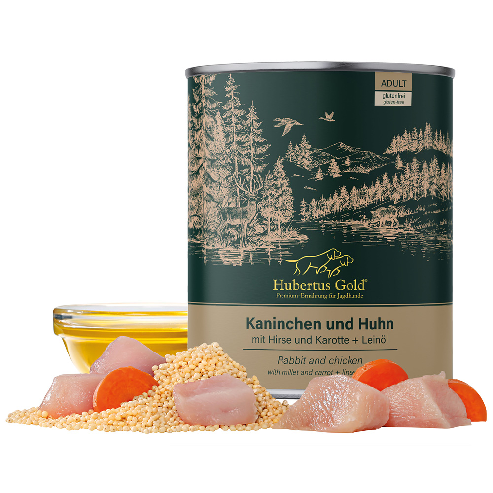 Hubertus Gold Konijn & Kip met Gierst en Wortel - 6 x 800g